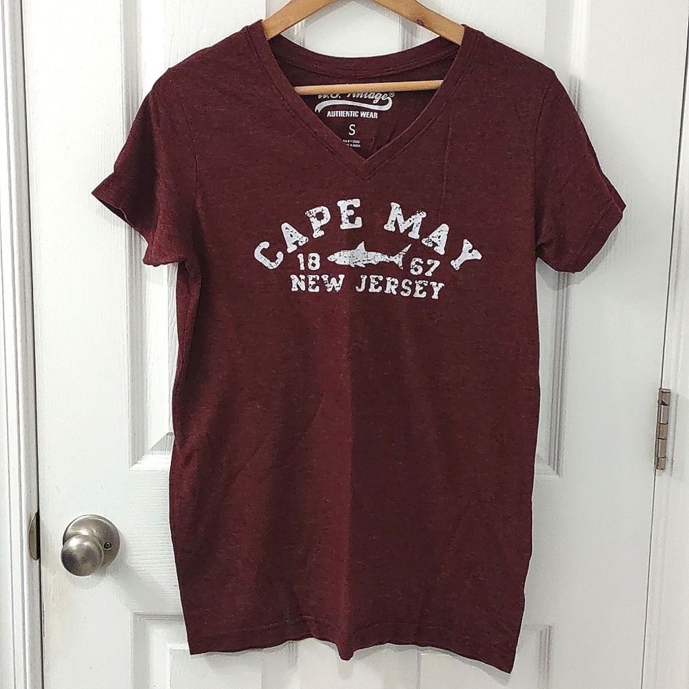 U.S. Vintage Maroon Beachy Jersey Shore Tee Size S